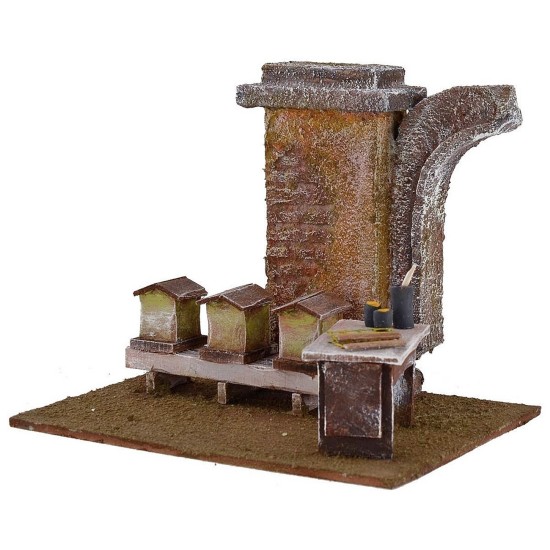 Apiario con colmenas para belén de 19,5x14,5x16,5 cm para estatuas de 10 cm.