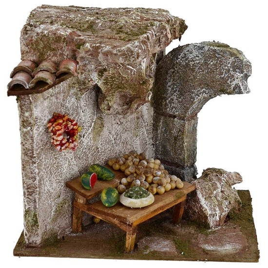 Banco de frutas para pesebre de 19x14x17 cm de altura para