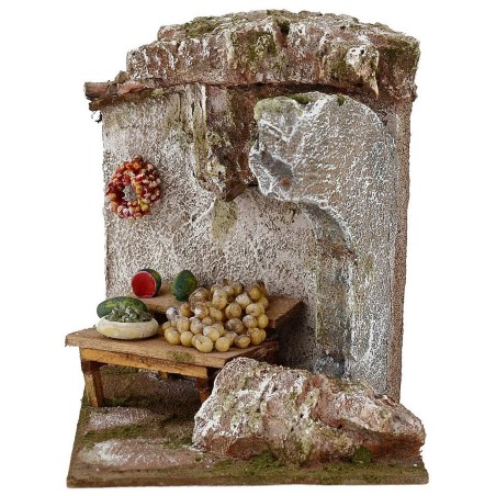 Banco di frutta per presepe cm 19x14x17 h. per statue 10 cm
