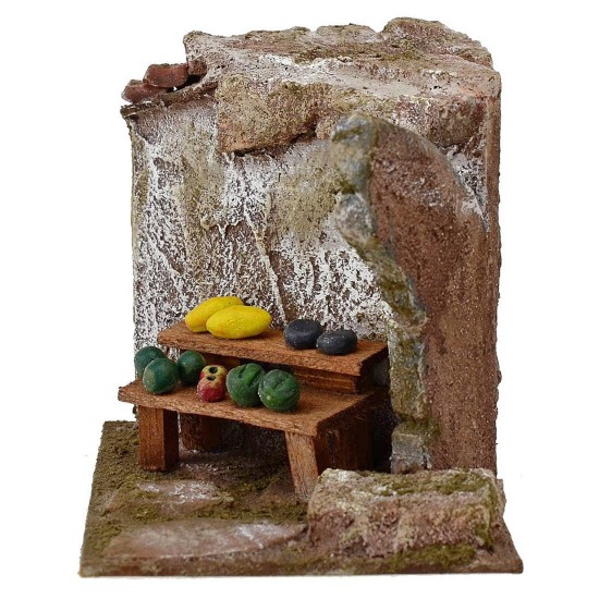 Banco per fruttivendolo con rudere cm 11,5x9x10 h. per statue