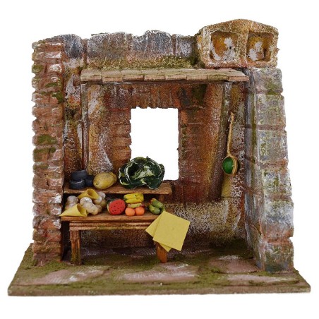 Bottega del fruttivendolo per presepe cm 19,5x14,5x19 per