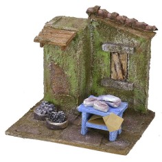 Bottega del pescivendolo cm 11,5x9x10,5 h per statue da 6 cm 2