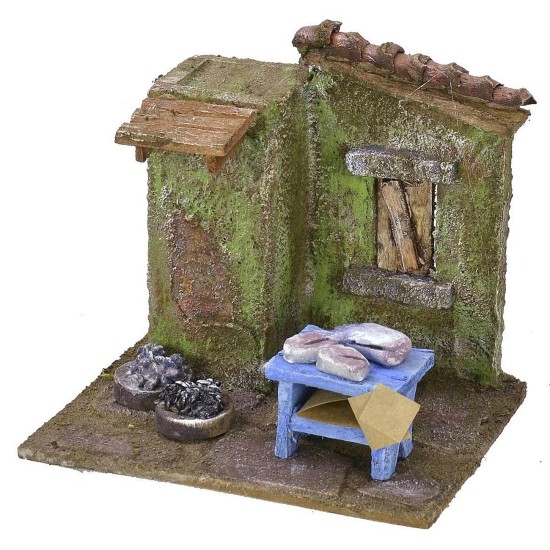 Bottega del pescivendolo cm 11,5x9x10,5 h per statue da 6 cm