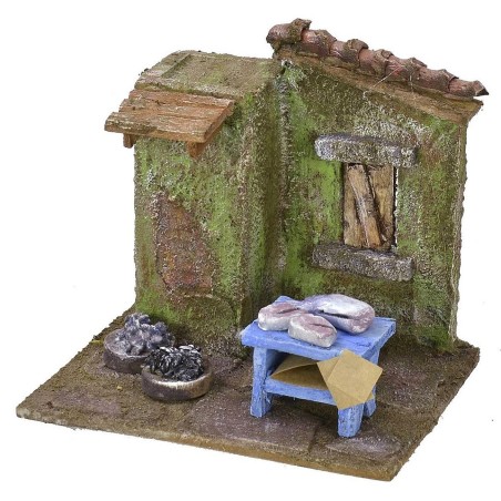 Bottega del pescivendolo cm 11,5x9x10,5 h per statue da 6 cm