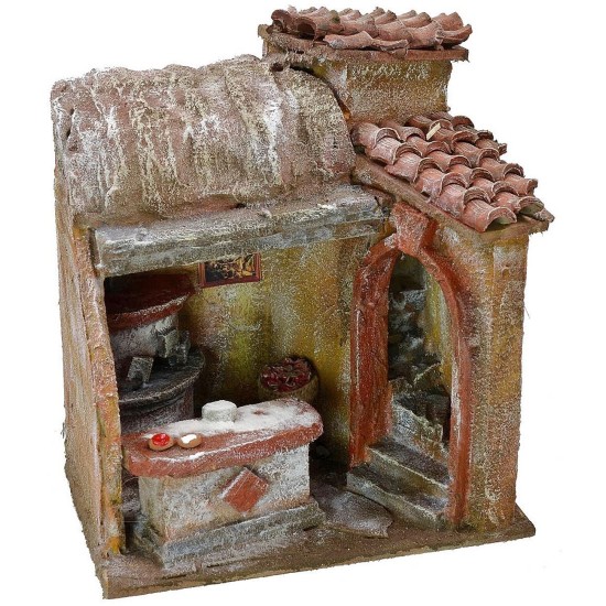 Bottega pizzero con horno 20x14,5x22,5 h Mondo Presepi