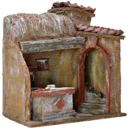 Bottega pizzero con horno 20x14,5x22,5 h Mondo Presepi