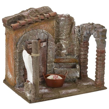 Patio con lavadero y arco de 19,5x14,5x17 cm de alto para estatuas de 10 cm.