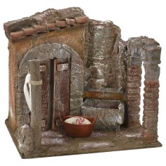 Cortile con lavatoio e arco cm 19,5x14,5x17 h per statue da 10 2