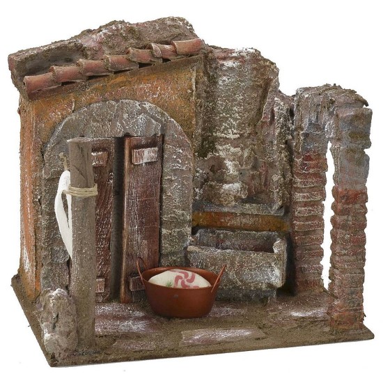 Patio con lavadero y arco de 19,5x14,5x17 cm de alto para estatuas de 10 cm.