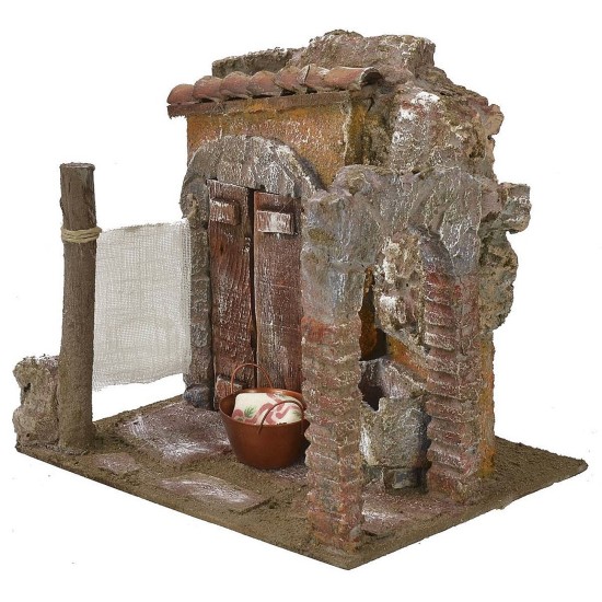 Patio con lavadero y arco de 19,5x14,5x17 cm de alto para estatuas de 10 cm.