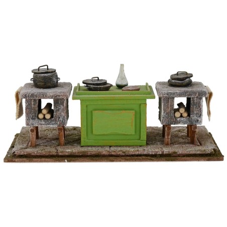 Kitchen with accessories for presepe 22x10x8 h. for statues 12