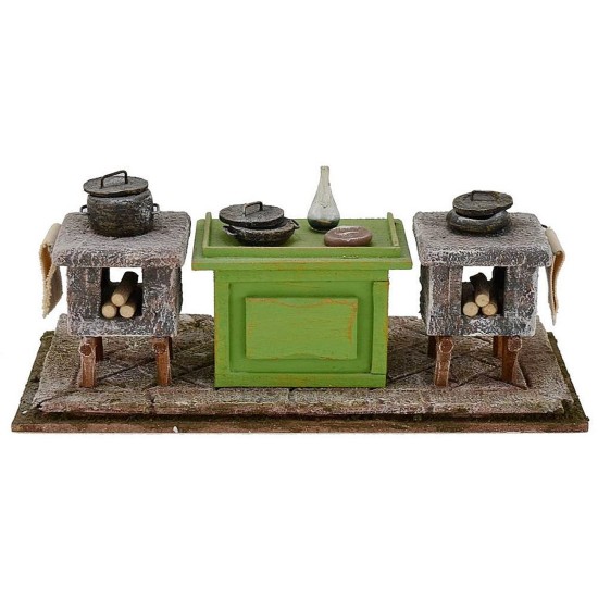 Cocina con accesorios para belén 22x10x8 h. para