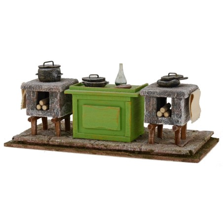 Cocina con accesorios para belén 27x12x10 h para