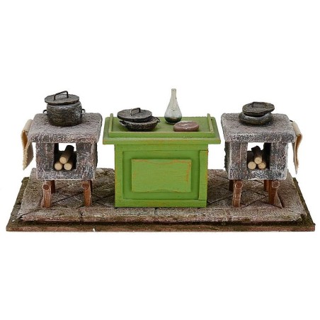 Cocina con accesorios para belén 27x12x10 h para