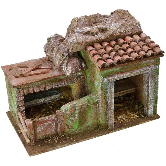Double barn with enclosure 27x15x18 cm h