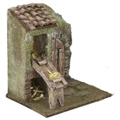 Facade with barn and door 11.5x9x13 cm h for statues of 6 cm 2