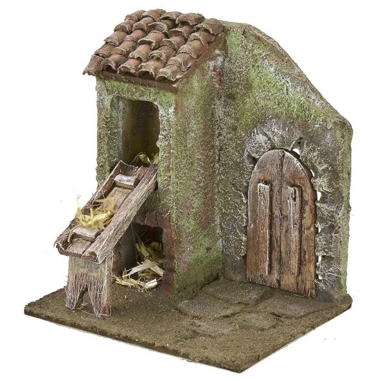 Facade with barn and door 11.5x9x13 cm h for statues of 6 cm