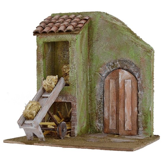 Granero con carro transportador de 24x17,5x25 cm de altura para estatuas.