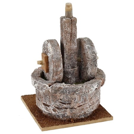 Molino de piedra para belén de 13x13x16 cm de alto, para