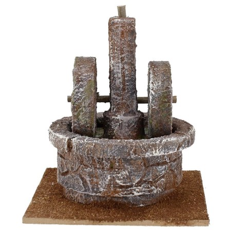 Macina in pietra per presepe cm 13x13x16 h. per statue 12 cm