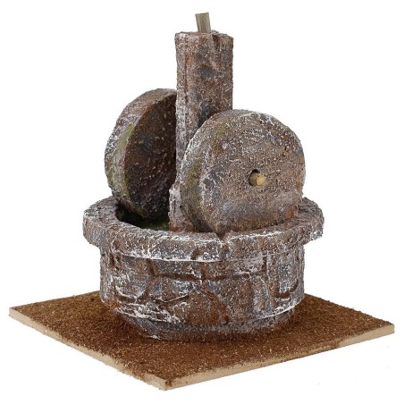 Molino de piedra para belén de 13x13x16 cm de alto, para