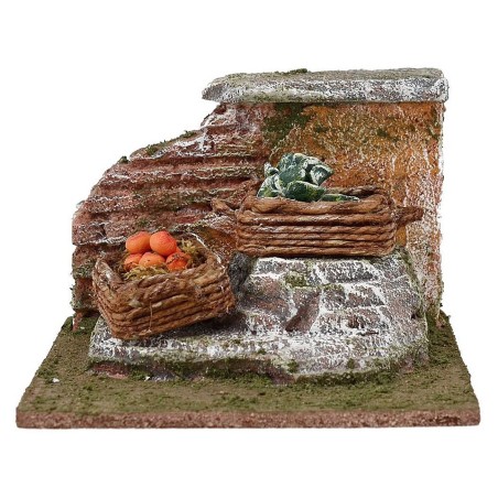 Muretto con cesti di verdura cm 12x11,5x8 h. Mondo Presepi