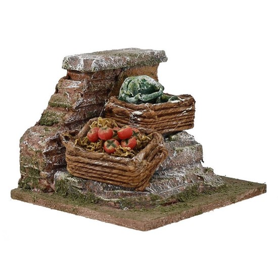 Murete con cestas de verduras para belén cm 10x9x7 h.