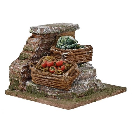 Murete con cestas de verduras para belén cm 10x9x7 h.
