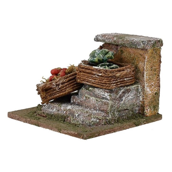 Muretto con cesti di verdura per presepe cm 10x9x7 h. Mondo
