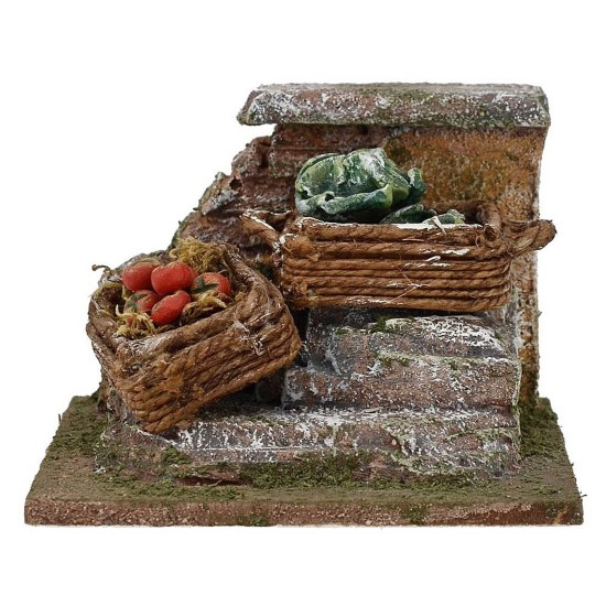 Muretto con cesti di verdura per presepe cm 10x9x7 h. Mondo