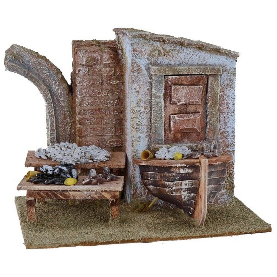 Pescadería con naufragio cm 19,5x14,5x15,4 h para estatuas 10