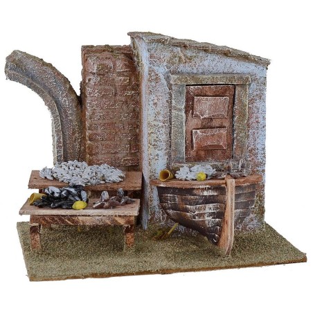 Pescadería con naufragio cm 19,5x14,5x15,4 h para estatuas 10