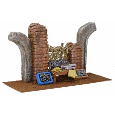 Pescivendolo con rudere cm 30x10,5x16,5 h. per statue 10 cm