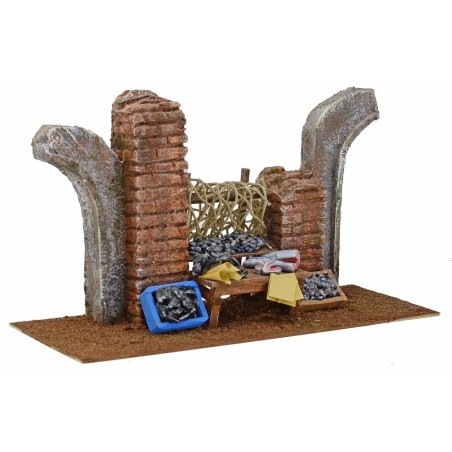 Pescivendolo con rudere cm 30x10,5x16,5 h. per statue 10 cm