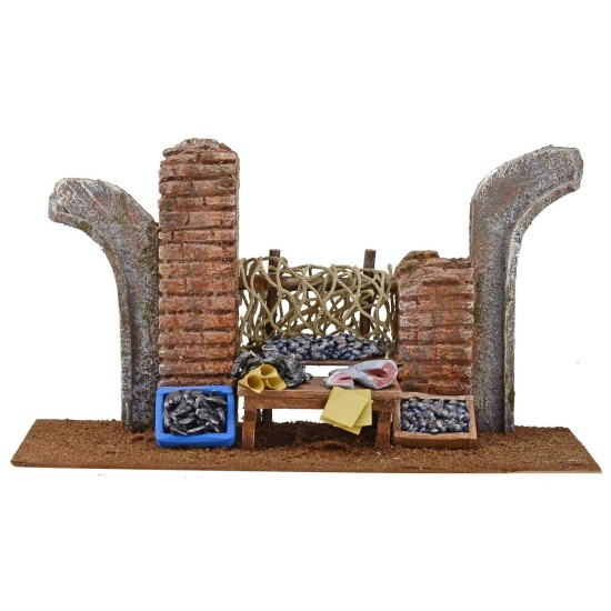 Pescivendolo con rudere cm 30x10,5x16,5 h. per statue 10 cm