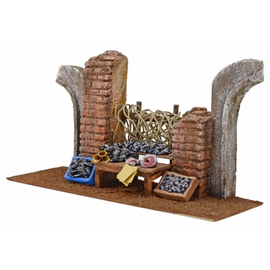 Pescivendolo con rudere cm 30x10,5x16,5 h. per statue 10 cm