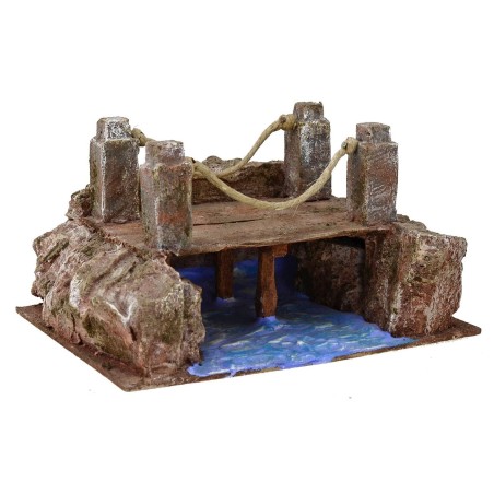 Puente de madera sobre arroyo modular de 19,5x14,5x10 cm h