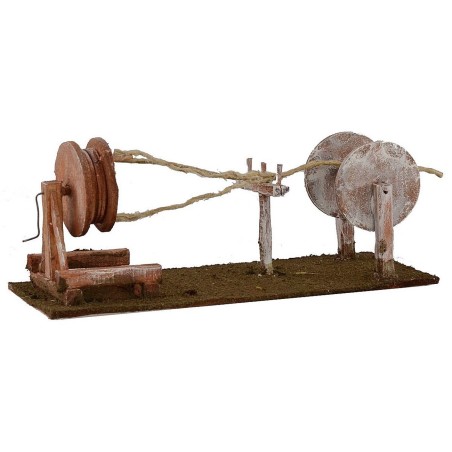 Ruota manuale da cordaio cm 24x9x9,5 h per statue cm 12 Mondo