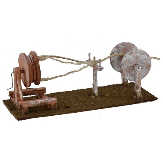 Ruota manuale da cordaio cm 24x9x9,5 h per statue cm 12 Mondo