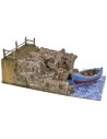 Escenografía con barco pesquero de 49x29x18 cm de alto para