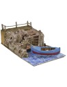 Escenografía con barco pesquero de 49x29x18 cm de alto para