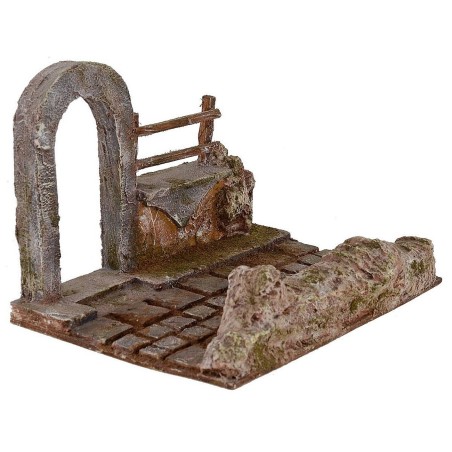 Road with arch-door and detached fence raised for presepe