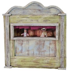 Green Theater with puppets cm 17x6,5x18,5 h for statues 10-12 cm 2