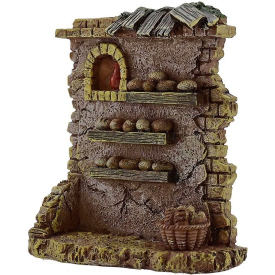 Tienda del panadero en resina de 9,5x4x10 cm de altura. Mundo Pesebres.