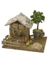 Barn with chicken coop and hens with chicks cm 19x15x16 h