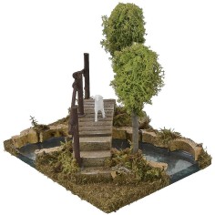 Estanque modular con puente de 20x14,5x16,5 cm de altura para estatuas de 2