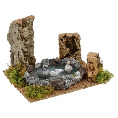 Estanque con cisnes para belén de 18x14x12,5 cm Mondo Presepi