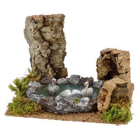 Laghetto con cigni per presepe cm 18x14x12,5 h Mondo Presepi