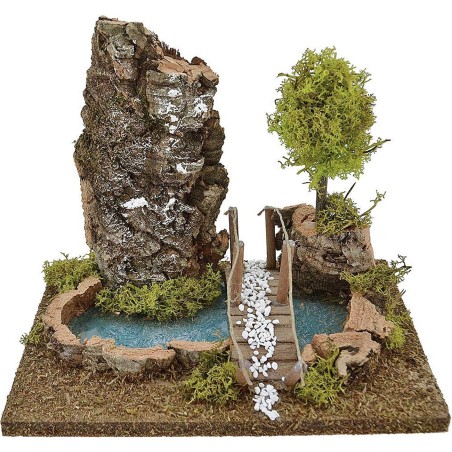 Pond depth effect with bridge and tree