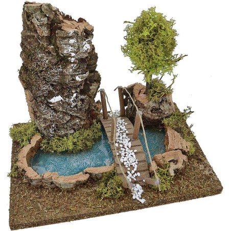 Pond depth effect with bridge and tree